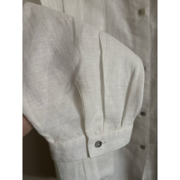 NEW 90s Large White Button Up Shirt Oversized Pocket Long Sleeve Linen Top 2X - Picture 6 of 11